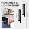 Jurrissa Rat Tail Combs for Parting,Protable Retractable Rat Tail Comb-Parting Combs for Hair Stylist-Stainless Steel Pin Tail Fine Tooth Teasing Comb Heat Resistant Anti Static(Black)