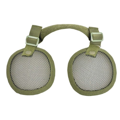 JFFCESTORE Tactical Airsoft Military Paintball Metal Mesh Side Cover with Ear Protection for Fast Helmet (Not Including Helmet)(Green)