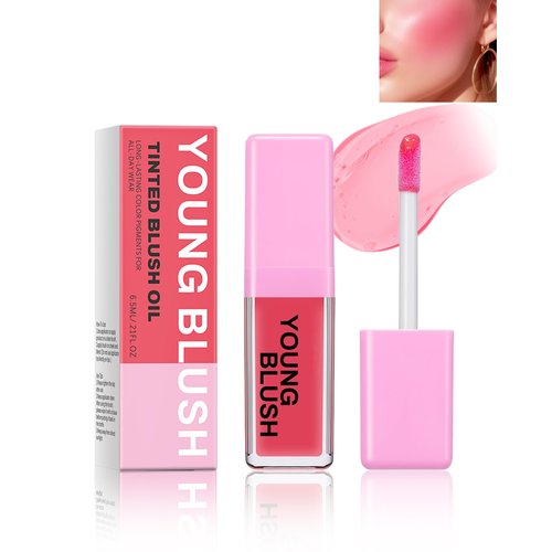 Pink Liquid Blush Oil Clear Liquid Blush for Cheeks, Waterproof Liquid Blush Oil Moisturizing Tinted Blush Stick, Long Lasting Blendable Highly Pigmented Cheek Tint, Christmas Makeup Gift for Women
