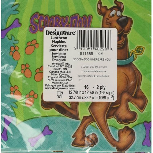 Scooby-Doo Luncheon Napkins - 6.5" x 6.5" (16 Count), Premium Paper Napkins & Multicolor Design - Perfect For Themed Parties & Events