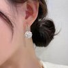 Sttiafay Vintage Crystal Flower Drop Earrings White Flower Earrings Pearl Camellia Earrings White Camellia Stud Earrings Jewelry for Women