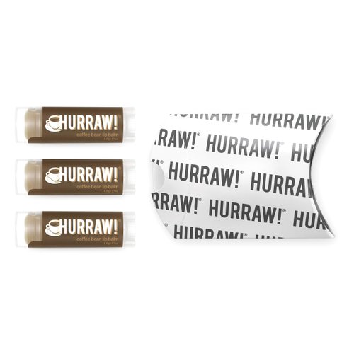 Hurraw! Coffee Bean Lip Balm, 3 Pack: Organic, Certified Vegan, Cruelty and Gluten Free. Non-GMO, 100% Natural Ingredients. Bee, Shea, Soy and Palm Free. Made in USA