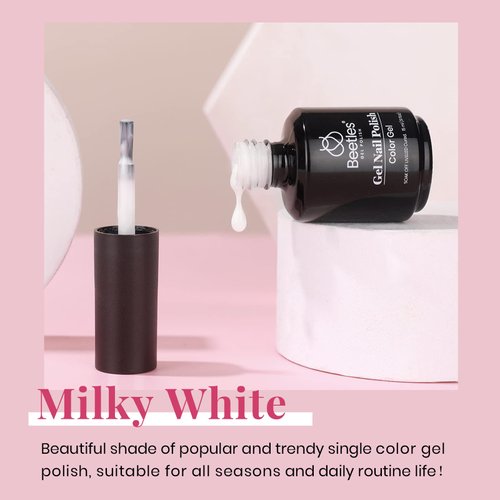 Beetles Neutral Gel Nail Polish 15ml Milky White Jelly Gel Polish Set Nude Color Translucent Nail Gel Soak Off UV LED Nail Lamp Jelly Sheer Gel Polish Nail Art Gel 0.5Oz