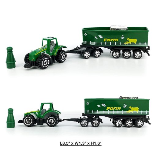 Kid's Farm Toys Tractor Trailer Trucks Vehicle Playset Grain Loader Forklift Pickup Tow Truck Towing Water Tank Log Transport, 12 Pieces Die Cast Farming Toy Vehicles Model Car, Boys Toy Gifts, green