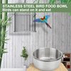 Bird Feeding Dish Cups 3 Pack Parrot Food Bowl Cage with Clamp Holder Stainless Steel Birdcage Coop Water Feeder for Cockatiel Conure Budgies Parakeet Macaw Finches Lovebirds Small Animal
