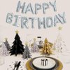 TONIFUL Laser Silver Happy Birthday Balloon Banner 16 Inch Mylar Foil Letters Birthday Sign Bunting Reusable for Girls Boys Kids & Adults Birthday Decorations and Party Supplies