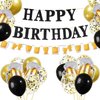 ZHENGYE Black Gold Birthday Party Decorations Set Beer Happy Birthday Party Banner Beer Balloons Latex Balloon Beer Themed Party Men Women Birthday Party Decorations Supplies
