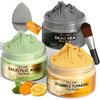 ulluxe Facial Clay Mask Set - Vitamin C Turmeric Clay Mask, Dead Sea Mud and Salicylic Acid Mask for Pores Cleansing, Blackheads, Dark Spots, and Brightening, Face Masks Skincare, Gift Set for Women