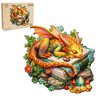 Wooden Puzzles for Adults, Sleeping Dragon Puzzles (Medium, 11.4 * 10.9in, 200pcs) with Wood Box, Unique Animal Shape Puzzles, Wooden Puzzles for Family Games and Birthday Gifts