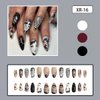 24Pcs Medium Press on Nails Almond Fake Nails Punk Cartoon Anime Design Black White Full Cover Acrylic False Nails Glue on Nails Gothic Glossy Reusable Design Acrylic Nails for Women Manicure Tips