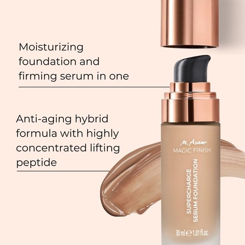M. Asam MAGIC FINISH Supercharge Serum Foundation True Beige (1.01 Fl Oz) - Moisturizing Make Up & Firming Face Serum In One, Anti-aging CC Cream With Optimal Coverage & Hyaluronic Acid
