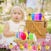 24 Pcs Prefilled Easter Eggs with Bunny Duckies,Bright Colorful Easter Eggs Prefilled with Variety Duckies for Fun Bath Bunny Duckies, Easter Basket Stuffers and Bathtub Toys Party Favors