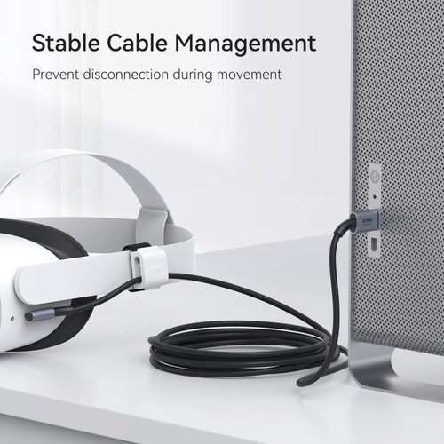 KIWI design Link Cable Compatible with Quest 3/2/1/Pro, and Pico 4, 16FT with Cable Clip, High Speed PC Data Transfer, USB 3.0 to USB C Cable for VR Headset