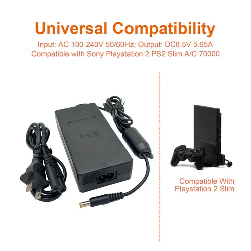 Power Supply for PS2, Replacement AC Adapter Charger Cord for Sony Playstation 2 PS2 Slim A/C 70000 Gaming Console