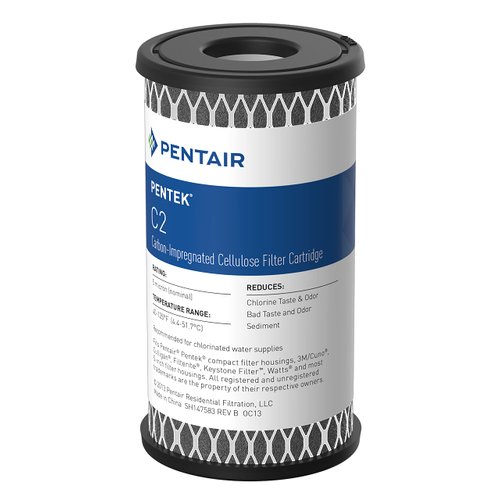 Pentair Pentek C2 Carbon Water Filter, 5-Inch, Under Sink Dual Purpose Powdered Activated Carbon-Impregnated Cellulose Replacement Cartridge, 5" x 2.5", 5 Micron