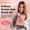 6 Pcs Hair Brush Set with Brush & Combs - Detangling Brush for All Hair Types with Wide Tooth & Tail Comb, Scrunchie & Claw Clip - Hair Care Gift Set with Stickers for Teen Girls, Women & Kids