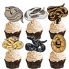 18pcs Glitter Snake Dessert Cupcake Reptile Pet Theme Decor Supplies Boy Girl Man Woman Happy Birthday Party Decorations