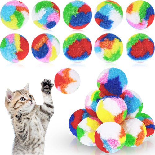 Deekin 20 Pcs Cat Pom Pom Balls Christmas Cat Ball Toy Kitty Yarn Puffs Assorted Color Small Cat Toy Balls Plush Kitty Soft Balls Fuzzy Kitty Balls for Pet Cat Kitten Kitty 1.6 Inch in Diameter