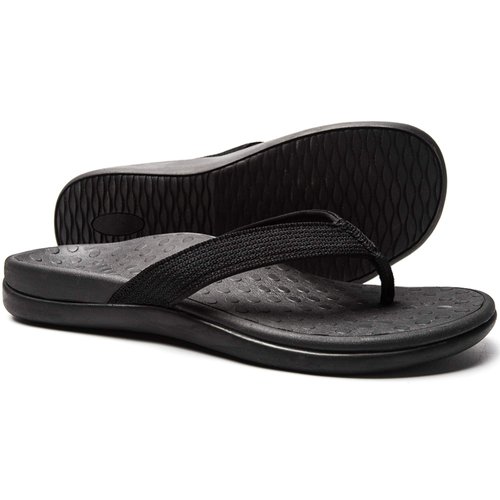 LLSOARSS Plantar Fasciitis Feet sandal with Arch Support - Best Orthotic flip flops for Flat Feet，heel pain- For Women (8 M US, Black)