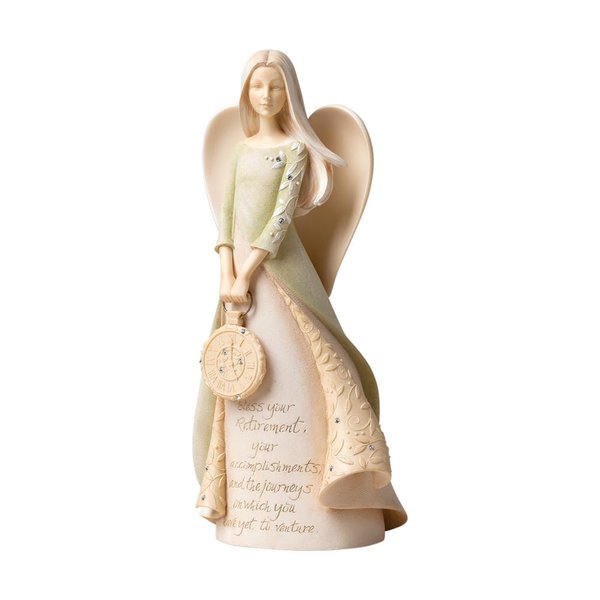 Enesco Foundations Retirement Angel Stone Resin Figurine, 9"