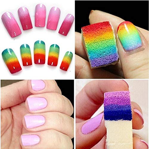 Art&Beauty 12Pcs Gradient Shaped Nails Soft Sponges for Color Fade Manicure Nail Art Tools