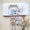 24Pcs Summer Press on Nails Square Short Fake Nails Cute Coconut Tree Stick on Nails Design Glue on Nails Full Coverage Beach Acrylic Nails Pink Blue False Nails for Women Or Girl Manicure Ornament