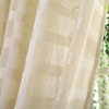 JAIJY 78" Volie Semi Screen 2Pc Tulle Backdrop Curtains Buffalo Check Striped Gingham Sheer Linen Fabric Window Curtain Panel Decorative Grommet Top Bedroom Drapes, 2 Panels, 78 inch Length, Beige