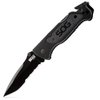 SOG Escape Tactical Folding Knife- 3.4 Inch Serrated Edge Blade Emergency Pocket Knife with Glass Breaker, Wire Stripper and Line Cutter Blades-Black (FF25-CP)