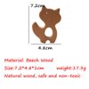 Arakierst 10pcs Organic Wood Fox Teether Pure Natural Animal Shape Beech Wooden Handmade Grasping Pattern DIY Pacifier Chain Pendant