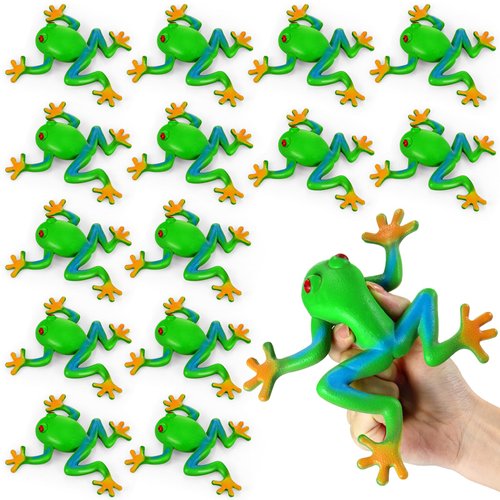 Foilswirl 10 Pcs Frog Toys Realistic Frog Soft Stretchy Decompress Frog Toys Elastic Vent Stress ...