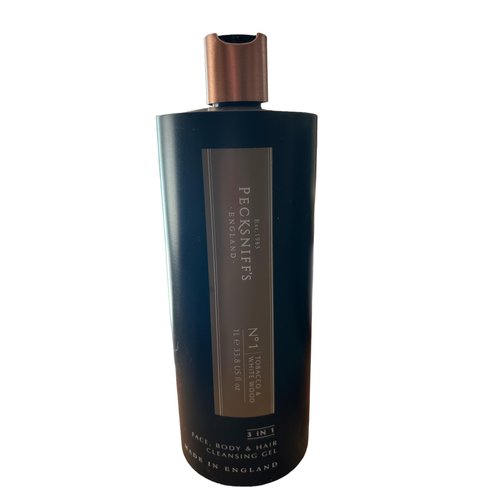 Pecksniffs Tobacco & White Wood Face Body & Hair Cleansing Gel Jumbo Size 33.8 Fl Oz