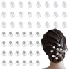 48 Pieces Crystal Pearl Twisters Spiral Set Silver Rhinestone Diamond Hair Pins Gems Coil Pearl Hair Clips for Wedding Prom Party and Special Occasion with Clear Container for Women Girls
