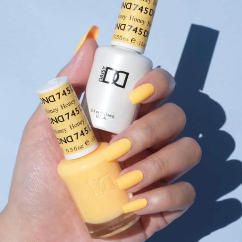 DND Gel Polish Set - 1 each of Yellow Gel Polish and Yellow Nail Polish, 745 Honey, 0.5 Fl Oz