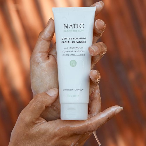 Natio Australia Aromatherapy Gentle Foaming Facial Cleanser, 3.5 ounce - Face Cleanser with Aloe Vera - Face Wash for Moisture Balance
