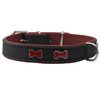 Genuine Black Leather Metal Bone Studs Soft Black Leather Padded Dog Collar 3/4" Wide. Fits 10"-14" Neck.