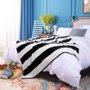 NTBAY Flannel Throw Blanket, Super Soft with Black and White Stripe (51"x68")