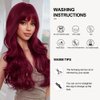 OUFEI Long Wavy Wine Red Wigs for Women Natural Synthetic Hair Heat Resistant Wigs for Daily Party Cosplay Wear-28 Inches