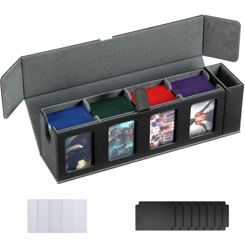 WPGEAR Trading Card Deck Case for 840 Cards, Storage Box with Display Windows for MTG Commander, PTCG, Sport Cards and Other Trading Card Games - Grey