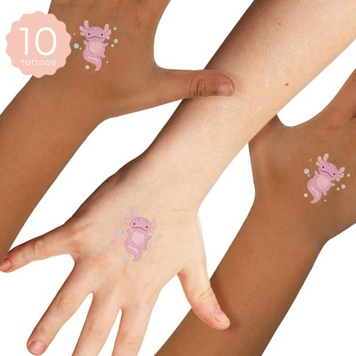 Flash Tattoos AXOLOTL set of 10 kids temporary tattoos | individually wrapped, Axolotl Party Favors, Axolotl Party Supplies, kids tattoo, classroom prize, birthday party supplies