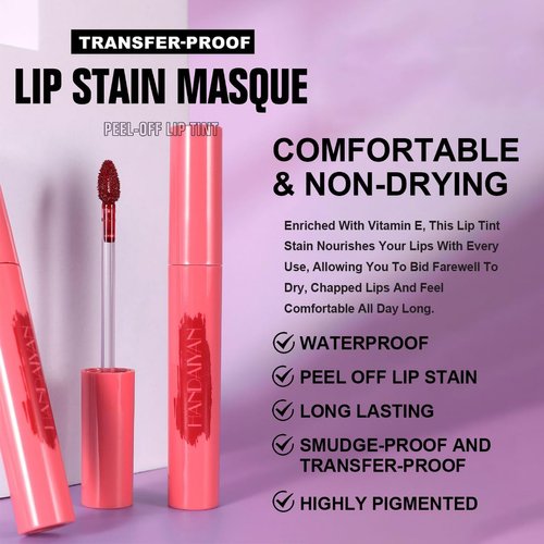 3 Colors Peel Off Matte Lip Tint，Lip Tattoo Peel Off，Natural Peel Off Lip Stain Lip Liner, Long-Lasting Waterproof & Transfer Proof Nude Lip Gloss，Lip Makeup Gift For Women (#01#02#03)