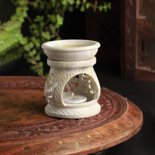 HASHCART® Essential Oil Burner Diffuser Wax Melt Warmer - Aromatherapy Aroma Oil Diffuser Decorative Tealight Candle Holder for Home, Spa, Office