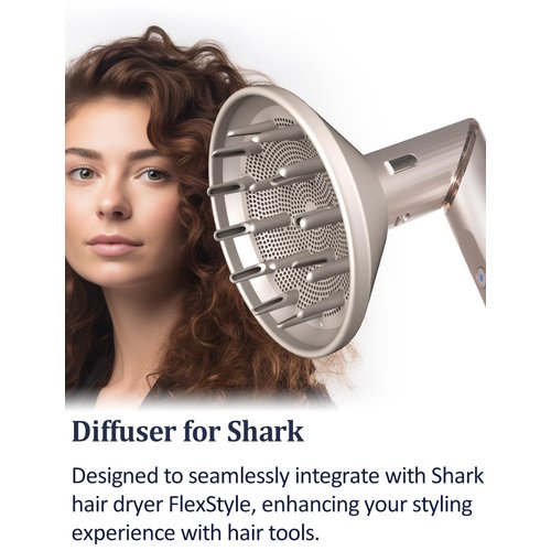 Diffuser Attachment for Shark FlexStyle Hair Dryer, Enhance Natural Curls Accessories for Flex Style Blow Dryer Styler, Styling Tool for Wavy, Curly, Coily Hair, Grey