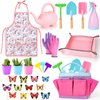 deAO Kids Gardening Tool Set, Garden Tools for Toddler, Include Safe Shovel, Rake, Fork, Gloves, Apron, Watering Can and Canvas Tote, Gardening Kit for Boys and Girls