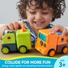 SYNCFUN 4 Pack Toy Cars for Toddler, Push & Go Transforming Robot Toy Cars, Construction Vehicles Set for Boys Girls, Birthday Party Favor Gifts for Kids