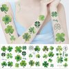 10 Sheet Cute Lucky Four Leaf Temporary Tattoo Stickers Men Women Girls Makeup Festival Carnival Birthday Party Fake Body Tattoos for St Patrick's Day Theme Face Tattoos Body Tattoos