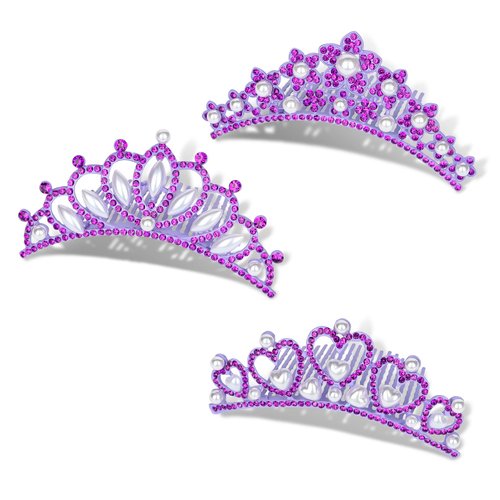 GAFATORY 3 Pcs Purple Tiaras for Girls Princess Crowns for Little Girls Princess Tiara Mini Crown for Girls Toddler Tiaras Kids Tiaras Children Crown Small Crown Baby Tiaras for Girls Pearl Tiara