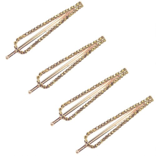 BUUEERR 4 Pcs Shiny Rhinestone Barrettes Bobby Pins Drop Shape Hair Barrette Clip Crystal Hair Pin Bling Hair Clip Bling Hairpins Clips Styling Prom Hair Accessories for Women Girls (Champagne)