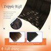 Full Shine Clip in Hair Extensions Human Hair Clip in Extensions Triple Weft Brazilian Hair Clip ins Dark Brown Hair Extensions Real Human Hair Clip ins Full Head 7 Pcs 18 Inch