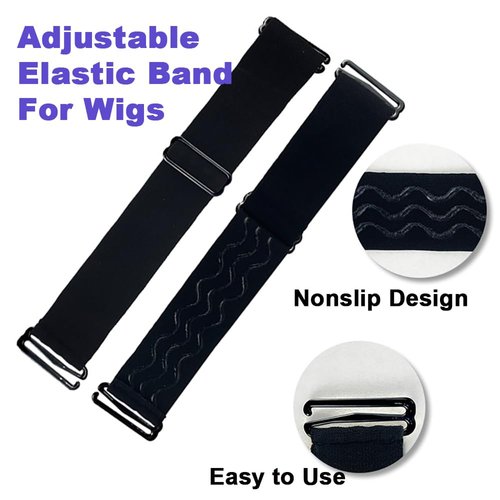 2 PCS Adjustable Elastic Band for Wigs Removable Wig Band Nonslip Wig Strap Black Elastic Bands for Glueless Wig Making Wig Cap Accessories