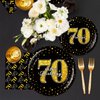 BQK 96 Pcs 70th Birthday Plates and Napkins Party Supplies 70th Birthday Party Decorations 70th Birthday Decorations for Men